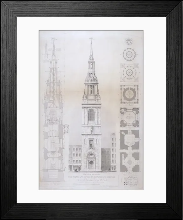 Framed Print : Church of St Mary le Bow, City of London, 1850. Artist: John Le Keux Framed Print : Church of St Mary le Bow, City of London, 1850. Artist: John Le Keux