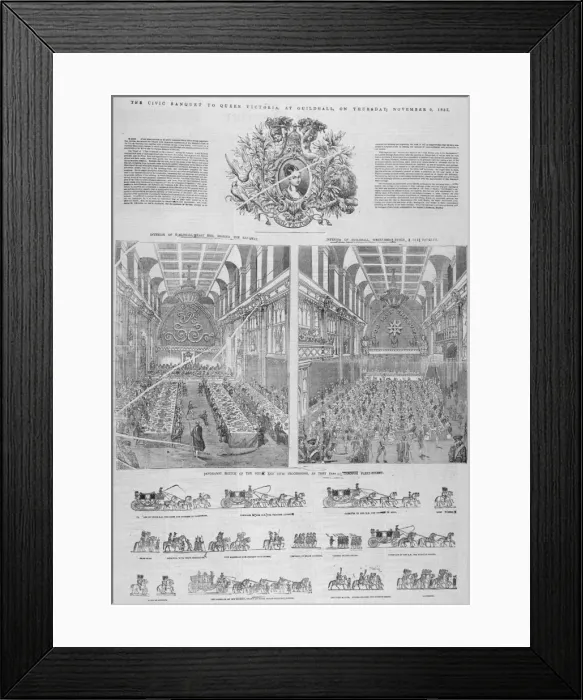 Framed Print : The Guildhall Civic Banquet for Queen Victoria held on 9 November 1837 Framed Print : The Guildhall Civic Banquet for Queen Victoria held on 9 November 1837