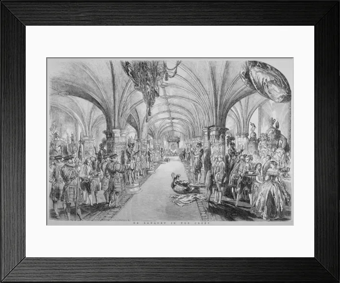 Framed Print : The Guildhall Crypt on the occasion of a state visit by Queen Victoria, City of London, 1851 Framed Print : The Guildhall Crypt on the occasion of a state visit by Queen Victoria, City of London, 1851