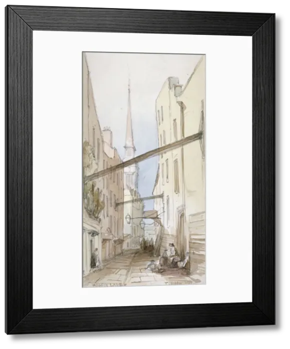 Framed Print : Huggin Lane, City of London, 1851. Artist: Thomas Colman Dibdin Framed Print : Huggin Lane, City of London, 1851. Artist: Thomas Colman Dibdin