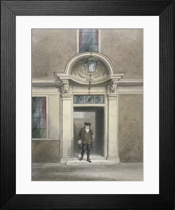 Framed Print : View of Dr Johnsons door and staircase, Inner Temple Lane, City of London, 1855 Framed Print : View of Dr Johnsons door and staircase, Inner Temple Lane, City of London, 1855