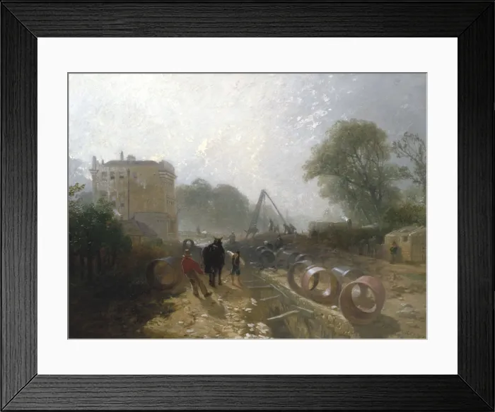 Framed Print : Laying Monster Tubes from the New River, c1820-1870 Framed Print : Laying Monster Tubes from the New River, c1820-1870