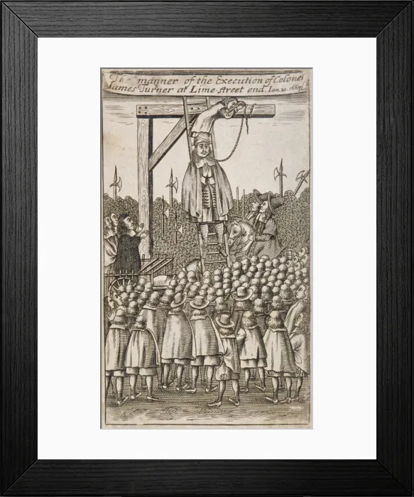 Framed Print : Execution of a criminal, Lime Street, City of London, 1664 Framed Print : Execution of a criminal, Lime Street, City of London, 1664
