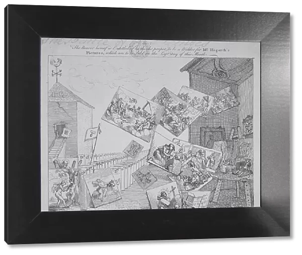 The battle of the pictures; a bidders ticket for Hogarths auction of 19 paintings, 1744
