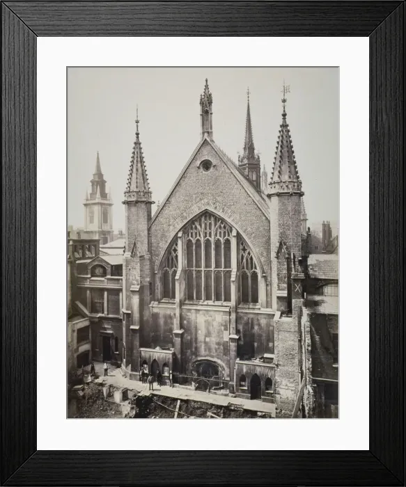 Framed Print : The east end of the Guildhall, from Basinghall Street, City of London, 1869