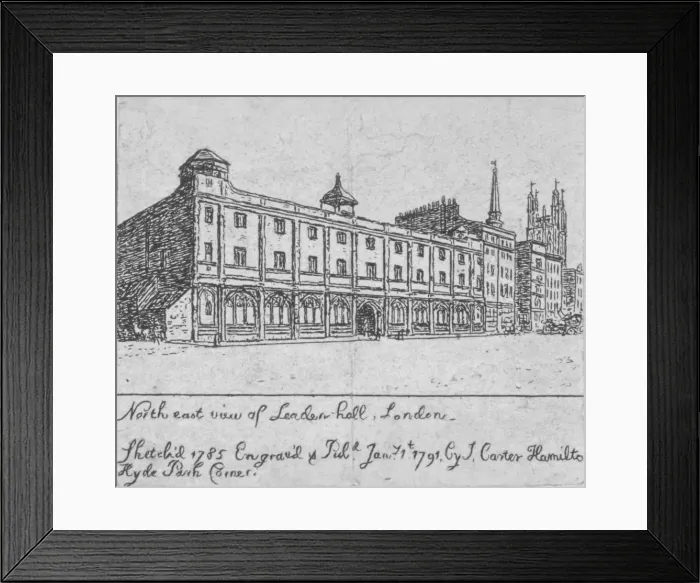 Framed Print : North-east view of Leadenhall, City of London, 1791. Artist: John Carter Framed Print : North-east view of Leadenhall, City of London, 1791. Artist: John Carter