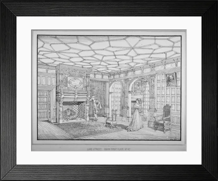 Framed Print : Interior view of first floor room of no 47 Lime Street, City of London, 1875. Artist Framed Print : Interior view of first floor room of no 47 Lime Street, City of London, 1875. Artist