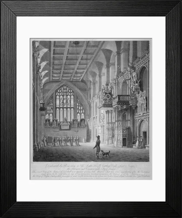 Framed Print : Interior of the Guildhall, City of London, 1816. Artist: George Hawkins Framed Print : Interior of the Guildhall, City of London, 1816. Artist: George Hawkins