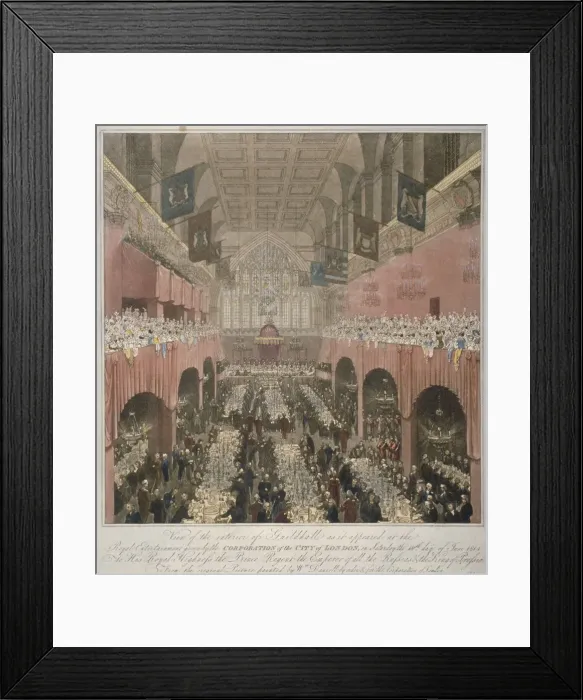 Framed Print : Banquet at the Guildhall, City of London, 1814 (1815) Framed Print : Banquet at the Guildhall, City of London, 1814 (1815)