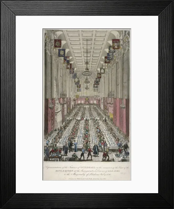 Framed Print : Dinner in the Guildhall, City of London, 1830 Framed Print : Dinner in the Guildhall, City of London, 1830
