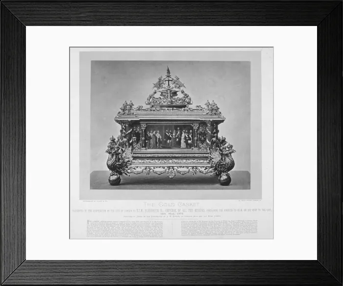 Framed Print : Gold casket presented by the Corporation of London to Tsar Alexander II of Russia, 1874 Framed Print : Gold casket presented by the Corporation of London to Tsar Alexander II of Russia, 1874