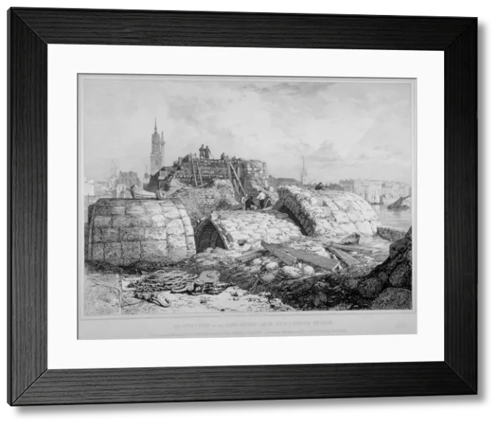 Framed Print : Old London Bridge, 1833. Artist: Edward William Cooke Framed Print : Old London Bridge, 1833. Artist: Edward William Cooke