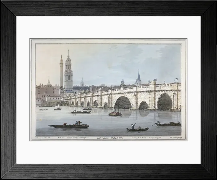 Framed Print : Old London Bridge, 1795. Artist: Joseph Constantine Stadler Framed Print : Old London Bridge, 1795. Artist: Joseph Constantine Stadler