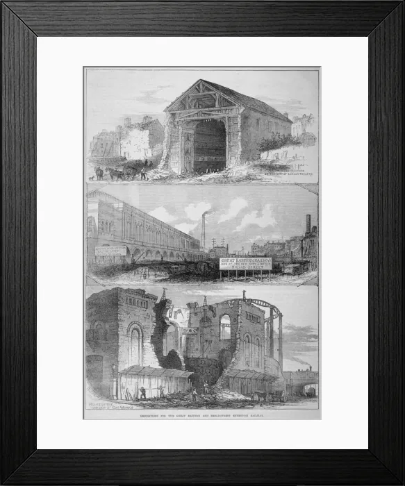 Framed Print : Demolitions for the Broad Street Extension of the Great Eastern Railway, City of London, 1875 Framed Print : Demolitions for the Broad Street Extension of the Great Eastern Railway, City of London, 1875
