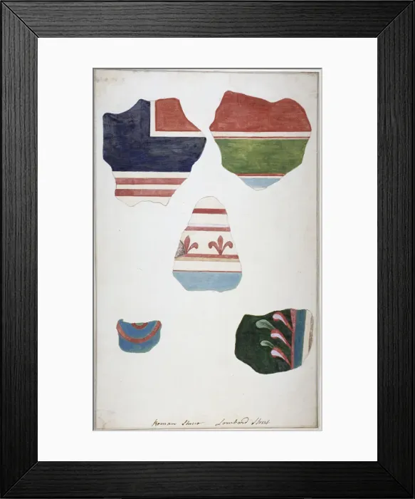 Framed Print : Fragments of Roman stucco, found in Lombard Street, City of London, in 1785 Framed Print : Fragments of Roman stucco, found in Lombard Street, City of London, in 1785