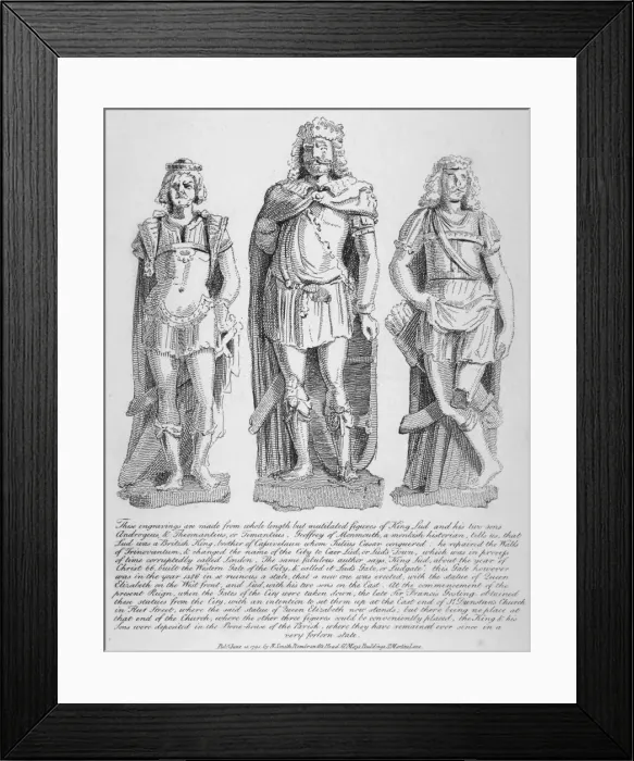 Framed Print : Mutilated figures of the mythical King Lud and his two sons Androgeus and Theomantius, 1795 Framed Print : Mutilated figures of the mythical King Lud and his two sons Androgeus and Theomantius, 1795