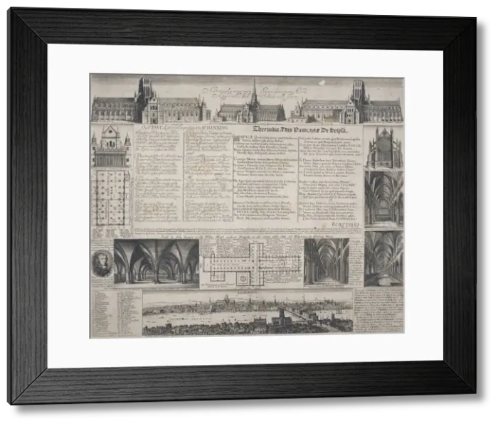 Framed Print : St Pauls Cathedral, City of London, 1725. Artist: David Loggan Framed Print : St Pauls Cathedral, City of London, 1725. Artist: David Loggan