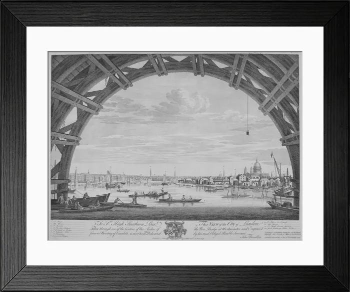 Framed Print : View of London and the River Thames from under Westmister Bridge, 1747 Framed Print : View of London and the River Thames from under Westmister Bridge, 1747