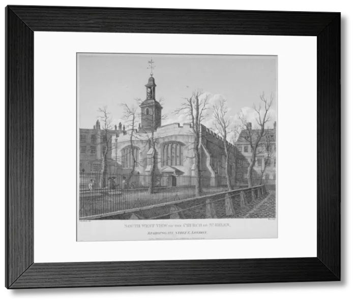 Framed Print : South-west view of the Church of St Helen, Bishopsgate, City of London, 1817. Artist Framed Print : South-west view of the Church of St Helen, Bishopsgate, City of London, 1817. Artist