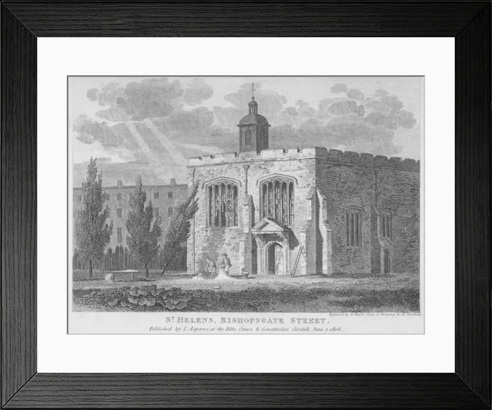 Framed Print : Church of St Helen, Bishopsgate, City of London, 1808. Artist: Samuel Rawle Framed Print : Church of St Helen, Bishopsgate, City of London, 1808. Artist: Samuel Rawle