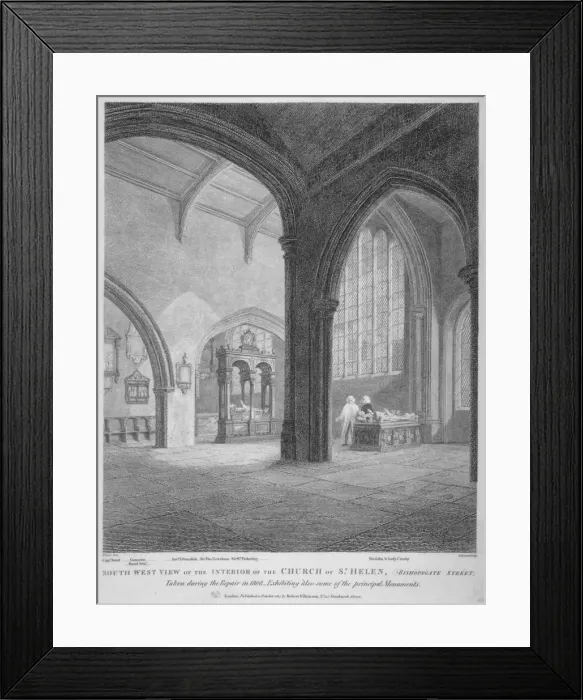 Framed Print : Interior south-west view of the Church of St Helen, Bishopsgate, City of London, 1817 Framed Print : Interior south-west view of the Church of St Helen, Bishopsgate, City of London, 1817