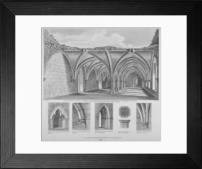 Framed Print : St Helens crypt, Bishopsgate, City of London, 1817. Artist: William Wise Framed Print : St Helens crypt, Bishopsgate, City of London, 1817. Artist: William Wise