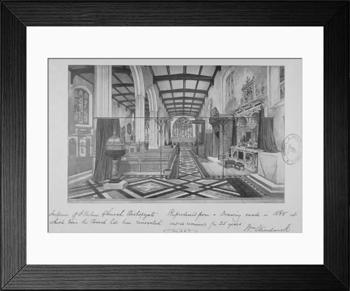 Framed Print : Interior of the Church of St Helen, Bishopsgate, City of London, 1870 Framed Print : Interior of the Church of St Helen, Bishopsgate, City of London, 1870