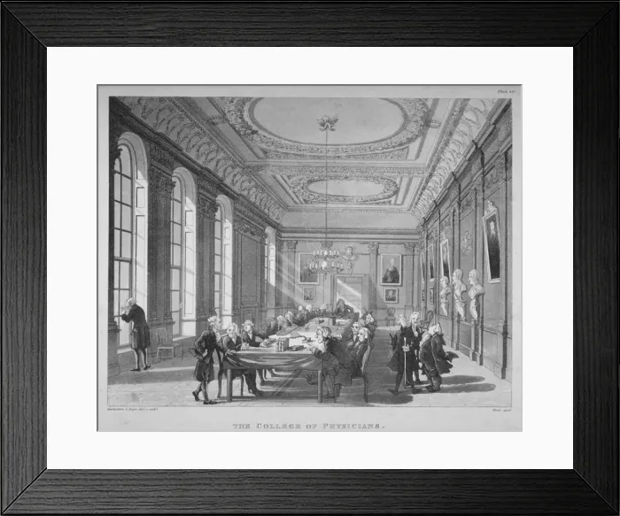 Framed Print : Interior of the boardroom with board members, College of Physicians, City of London, 1808 Framed Print : Interior of the boardroom with board members, College of Physicians, City of London, 1808