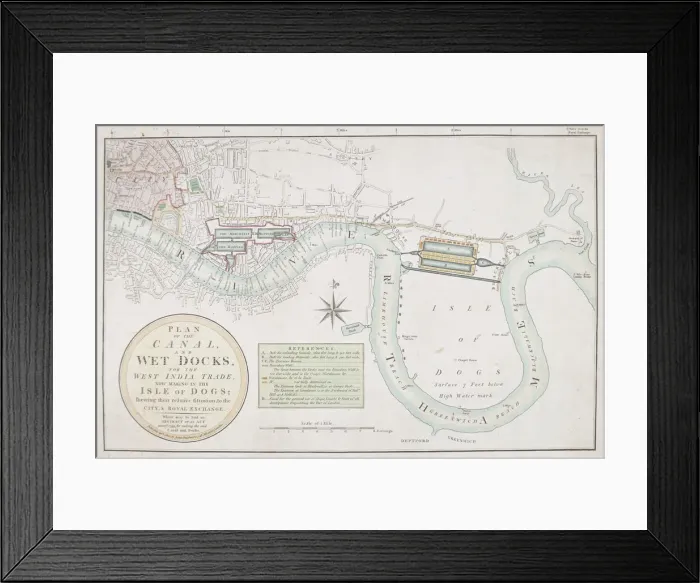 Framed Print : Proposed canals and docks, London, 1800 Framed Print : Proposed canals and docks, London, 1800