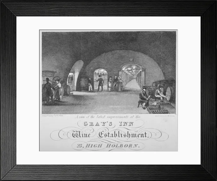 Framed Print : Grays Inn Wine Establishment, High Holborn, London, 1840 Framed Print : Grays Inn Wine Establishment, High Holborn, London, 1840