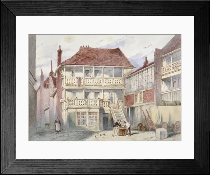 Framed Print : View of the French Horn Tavern, Holborn, London, 1840 Framed Print : View of the French Horn Tavern, Holborn, London, 1840