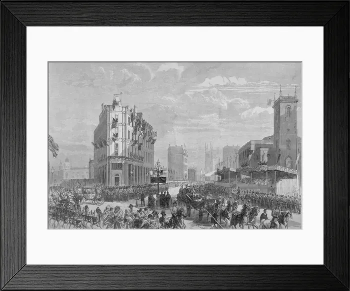 Framed Print : Queen Victoria in Holborn Circus on her way to the opening of Holborn Viaduct, London, 1869 Framed Print : Queen Victoria in Holborn Circus on her way to the opening of Holborn Viaduct, London, 1869