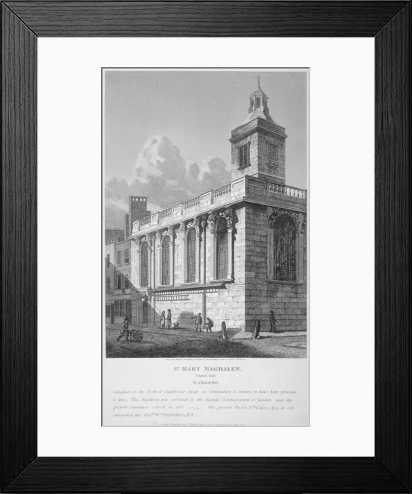 Framed Print : Church of St Mary Magdalen, Old Fish Street, City of London, 1812. Artist: Joseph Skelton Framed Print : Church of St Mary Magdalen, Old Fish Street, City of London, 1812. Artist: Joseph Skelton