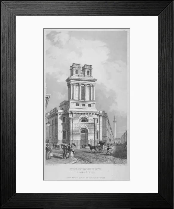 Framed Print : Church of St Mary Woolnoth, City of London, 1838. Artist: John Le Keux Framed Print : Church of St Mary Woolnoth, City of London, 1838. Artist: John Le Keux