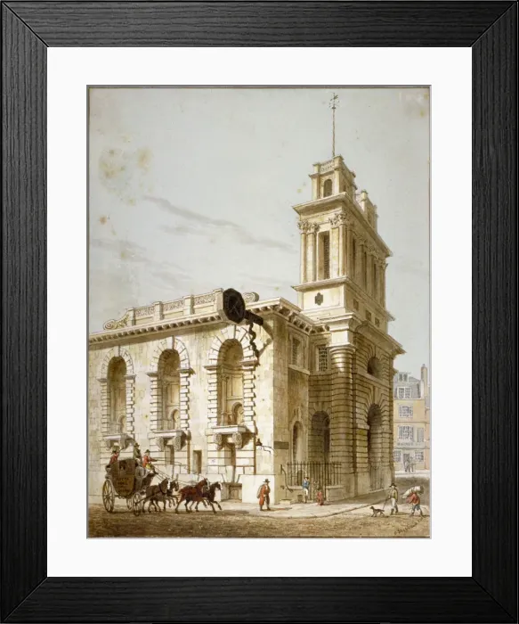 Framed Print : North-west view of the Church of St Mary Woolnoth, City of London, 1812 Framed Print : North-west view of the Church of St Mary Woolnoth, City of London, 1812