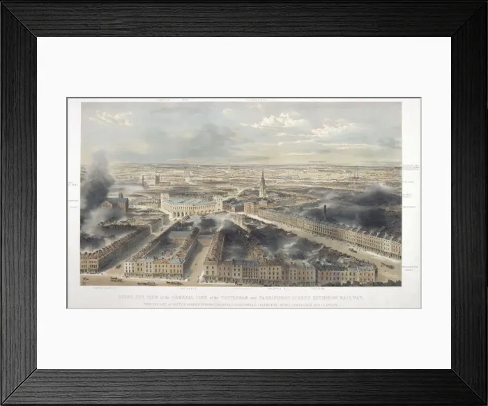 Framed Print : Aerial view of London, 1846 Framed Print : Aerial view of London, 1846