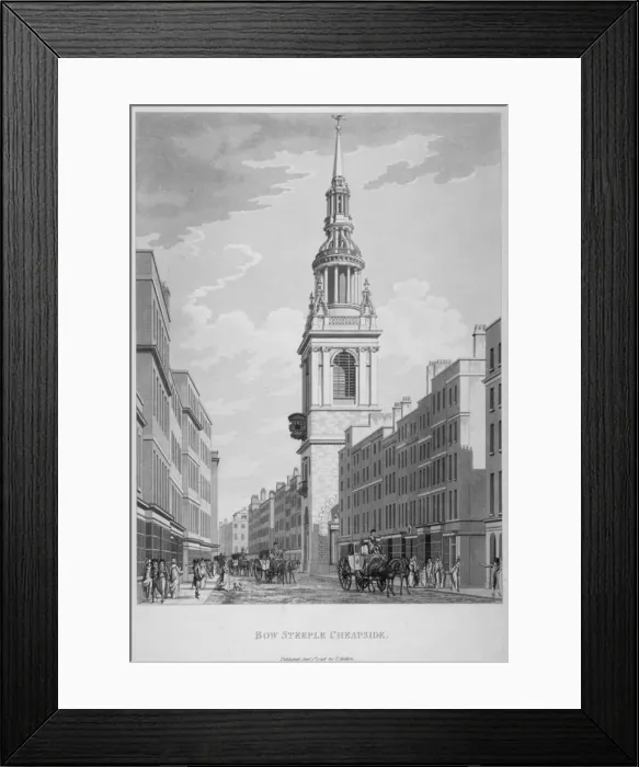 Framed Print : Church of St Mary-le-Bow, Cheapside, City of London, 1798. Artist: Sir Christopher Wren