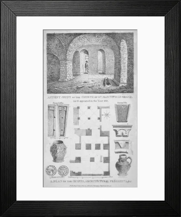 Framed Print : Interior view of the remains of the Church of St Martins le Grand, City of London, 1825 Framed Print : Interior view of the remains of the Church of St Martins le Grand, City of London, 1825