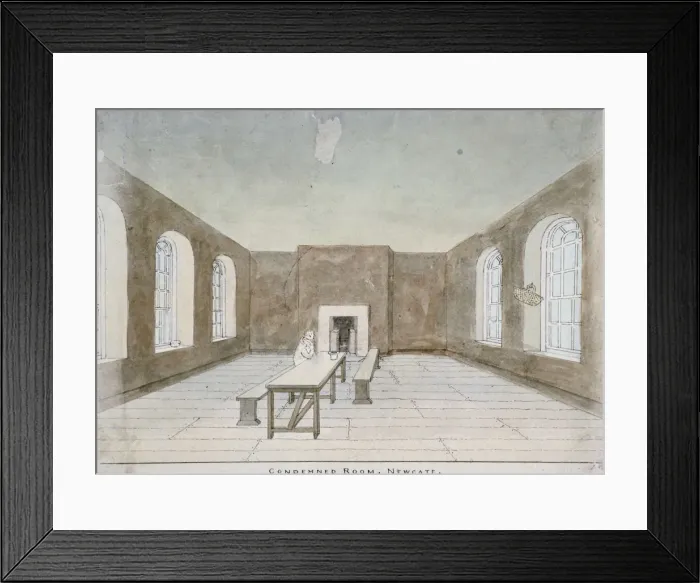 Framed Print : Interior of the condemned room in Newgate Prison, Old Bailey, City of London, 1810 Framed Print : Interior of the condemned room in Newgate Prison, Old Bailey, City of London, 1810