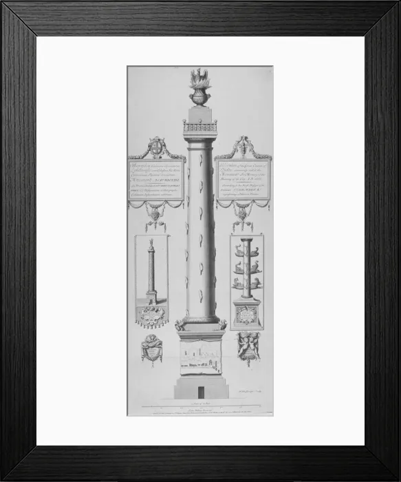 Framed Print : The Monument, City of London, 1670. Artist: Hendrick Hulsbergh Framed Print : The Monument, City of London, 1670. Artist: Hendrick Hulsbergh