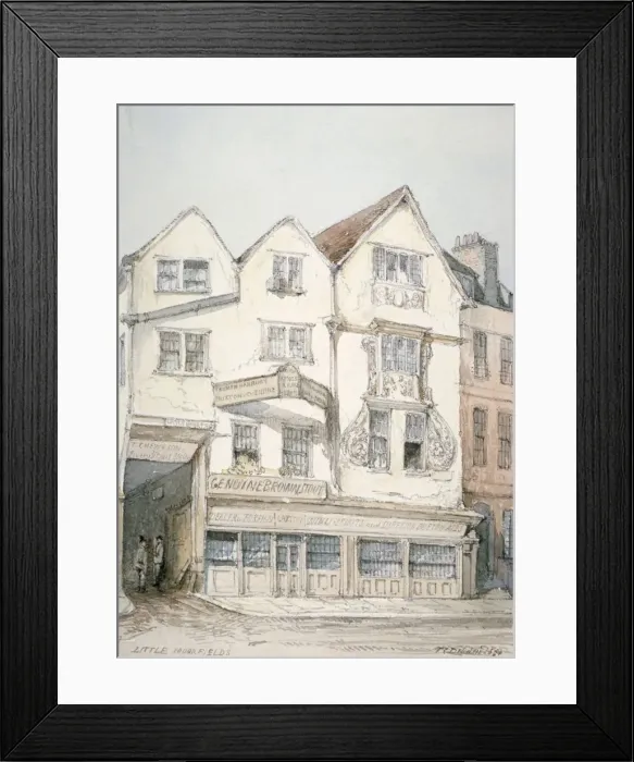 Framed Print : Kings Arms Inn, Moorfields, with decorative moulding on the front, City of London, 1851 Framed Print : Kings Arms Inn, Moorfields, with decorative moulding on the front, City of London, 1851