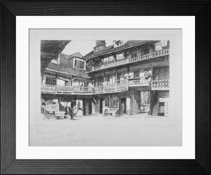 Framed Print : Warwick Arms Inn, Newgate Street, City of London, 1871. Artist: Edwin Edwards Framed Print : Warwick Arms Inn, Newgate Street, City of London, 1871. Artist: Edwin Edwards