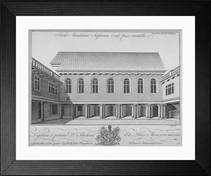 Framed Print : Merchant Taylors School, Suffolk Lane, City of London, 1756. Artist: J Mynde Framed Print : Merchant Taylors School, Suffolk Lane, City of London, 1756. Artist: J Mynde