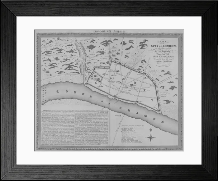 Framed Print : Map of London during the Saxon period, 1835 Framed Print : Map of London during the Saxon period, 1835