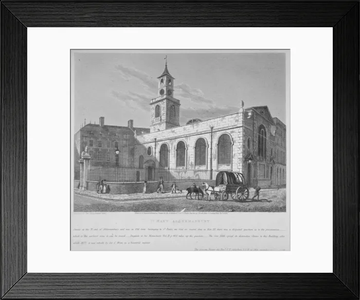 Framed Print : Church of St Mary Aldermanbury, City of London, 1814. Artist: Joseph Skelton Framed Print : Church of St Mary Aldermanbury, City of London, 1814. Artist: Joseph Skelton