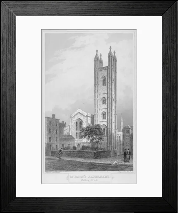 Framed Print : Church of St Mary Aldermary, City of London, 1839. Artist: John Le Keux Framed Print : Church of St Mary Aldermary, City of London, 1839. Artist: John Le Keux