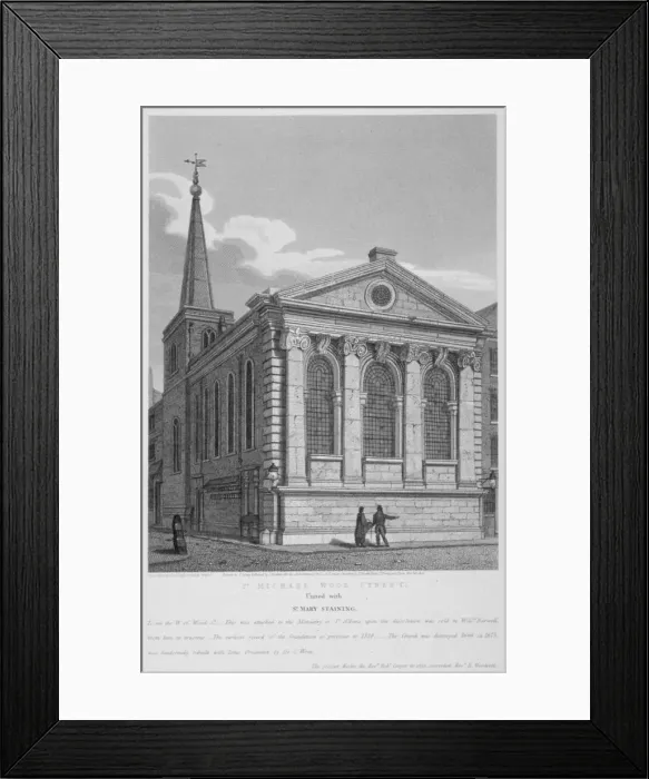 Framed Print : Church of St Michael, Wood Street, City of London, 1814. Artist: Joseph Skelton Framed Print : Church of St Michael, Wood Street, City of London, 1814. Artist: Joseph Skelton