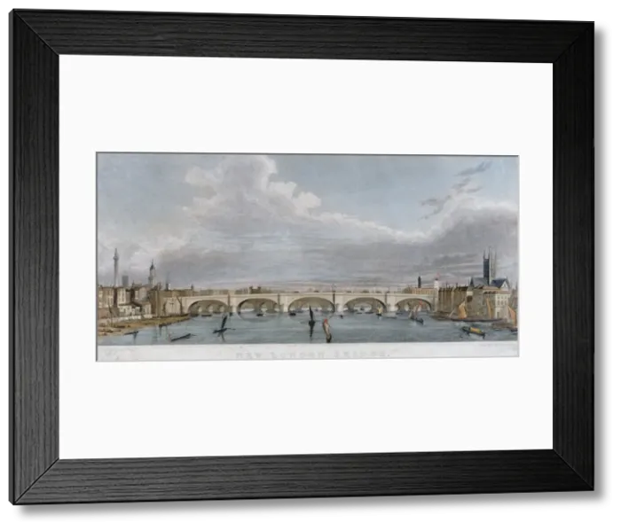 Framed Print : View of London Bridge from the west with boats on the River Thames, 1829. Artist Framed Print : View of London Bridge from the west with boats on the River Thames, 1829. Artist