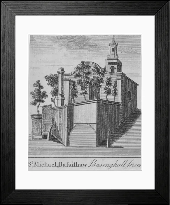 Framed Print : Church of St Michael Bassishaw, Basinghall Street, City of London, 1750 Framed Print : Church of St Michael Bassishaw, Basinghall Street, City of London, 1750