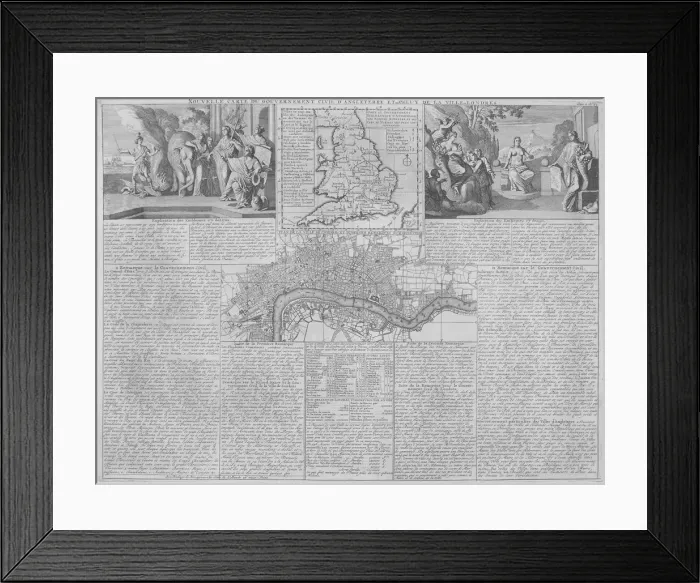 Framed Print : Maps of England, Wales and London, 1718